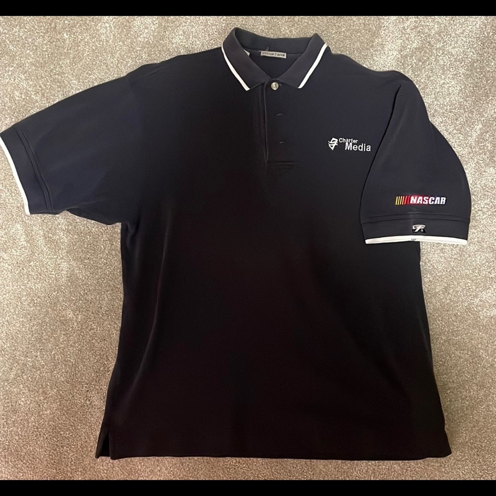 Cutter & Buck navy blue NASCAR Charter Media men’s polo